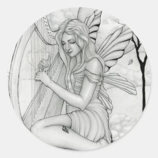 Beyond Time - fee met harp Ronde Sticker