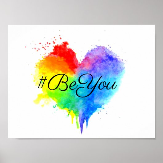 #BeYou Rainbow Splattered Heart Print (Voorkant)