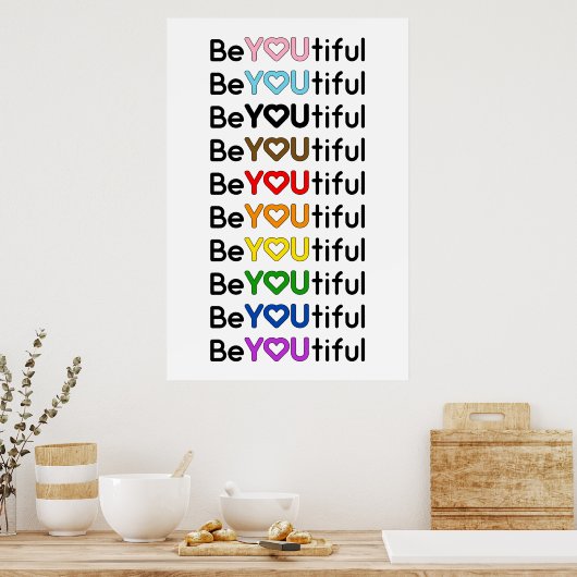 BeYOUtiful Progress Pride Rainbow Flag  Poster (Keuken)