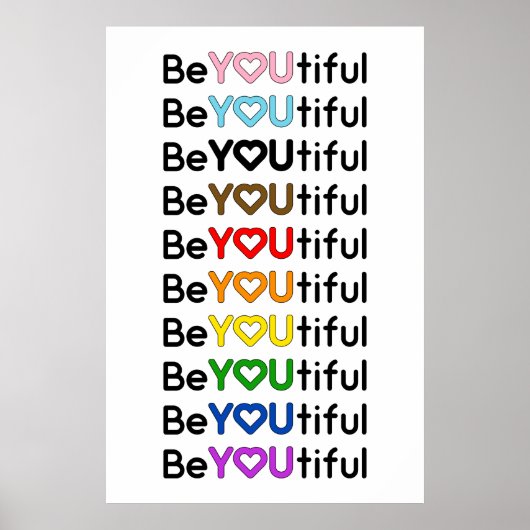 BeYOUtiful Progress Pride Rainbow Flag Poster (Voorkant)