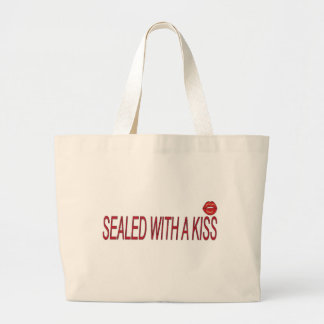 bezegeld met een kus grote tote bag
