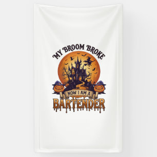 Bezem Bracht Barman Halloween Spokenhuis Heks Spandoek
