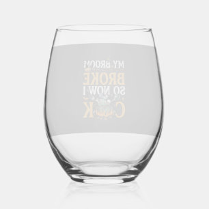 Bezem Bracht Halloween Ketel Schedels Zwarte Kat_1 Wijnglas Zonder Voet