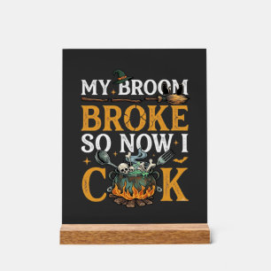 Bezem Brak Halloween Ketel Schedels Zwarte Kat_1 Acryl Bord