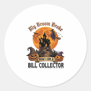 Bezem Braken Bill Collector Halloween Spoken Huis Ronde Sticker