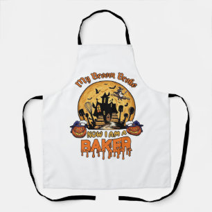 Bezem Gebroken Bakker Halloween Heks Chef Pompoen_ Schort
