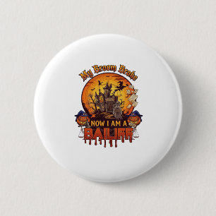 Bezem Gebroken Baljuw Halloween Geest Recht Pompoe Ronde Button 5,7 Cm