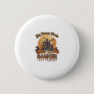 Bezem Gebroken Bankier Halloween Spokenhuis Heks P Ronde Button 5,7 Cm