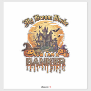 Bezem Gebroken Bankier Halloween Spokenhuis Heks P Sticker