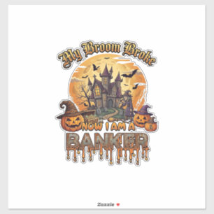 Bezem Gebroken Bankier Halloween Spokenhuis Heks P Sticker