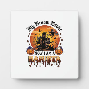 Bezem Gebroken Barista Halloween Heks Koffie Pompo Fotoplaat