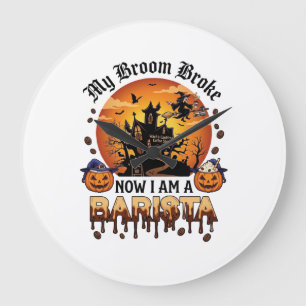 Bezem Gebroken Barista Halloween Heks Koffie Pompo Grote Klok