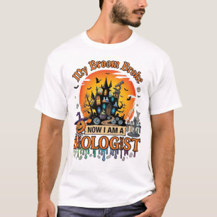 Bezem Gebroken Bioloog Halloween Geheime Kasteel P T-shirt