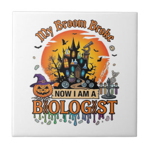 Bezem Gebroken Bioloog Halloween Geheime Kasteel P Tegeltje