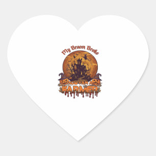 Bezem Gebroken Boer Halloween Heks Spookhuis P Hart Sticker
