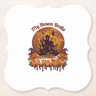 Bezem Gebroken Boer Halloween Heks Spookhuis P Kartonnen Onderzetters