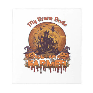 Bezem Gebroken Boer Halloween Heks Spookhuis P Notitieblok