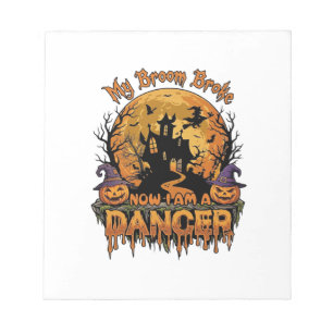 Bezem Gebroken Danser Halloween Spokenhuis Pompoen Notitieblok