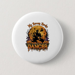 Bezem Gebroken Danser Halloween Spokenhuis Pompoen Ronde Button 5,7 Cm