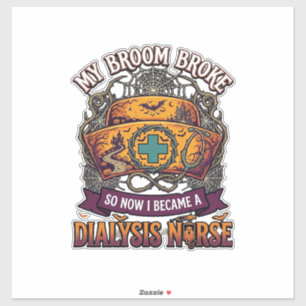 Bezem Gebroken Dialyse Verpleegster Halloween Muts Sticker