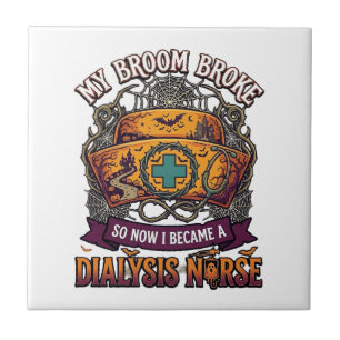 Bezem Gebroken Dialyse Verpleegster Halloween Muts Tegeltje