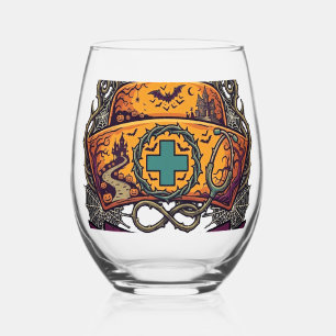 Bezem Gebroken Dialyse Verpleegster Halloween Muts Wijnglas Zonder Voet