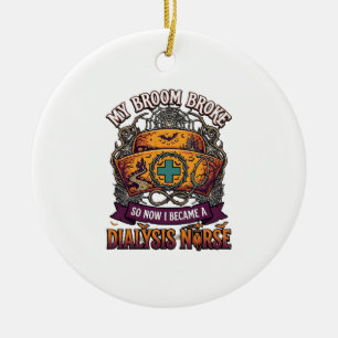 Bezem Gebroken Dialyse Verpleegster Halloween Pet  Keramisch Ornament