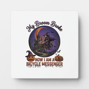 Bezem Gebroken Fiets Koerier Heks Halloween Maan Fotoplaat