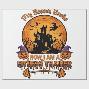 Bezem Gebroken Halloween Fitness Trainer Hekserij Cadeaupapier