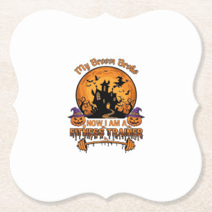 Bezem Gebroken Halloween Fitness Trainer Hekserij Kartonnen Onderzetters