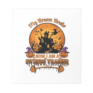 Bezem Gebroken Halloween Fitness Trainer Hekserij Notitieblok