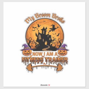 Bezem Gebroken Halloween Fitness Trainer Hekserij  Sticker