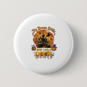 Bezem Gebroken Kok Halloween Spokenhuis Ketel  Ronde Button 5,7 Cm