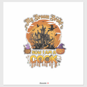 Bezem Gebroken Kok Halloween Spokenhuis Ketel Sticker