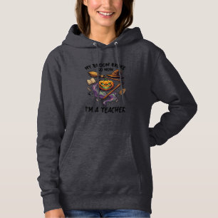Bezem Gebroken Leraar Halloween Pompoen Heksenhoed Hoodie