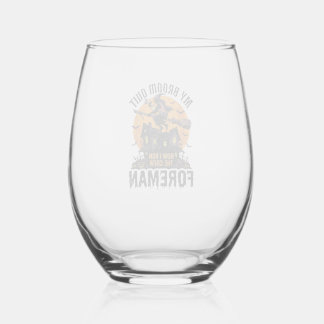 Bezem Gebroken Opzichter Heks Bemanning Halloween  Wijnglas Zonder Voet
