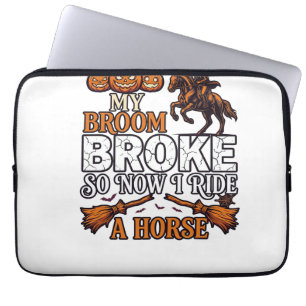 Bezem Gebroken Rij Paard Pompoen Cowboy Vleermuize Laptop Sleeve