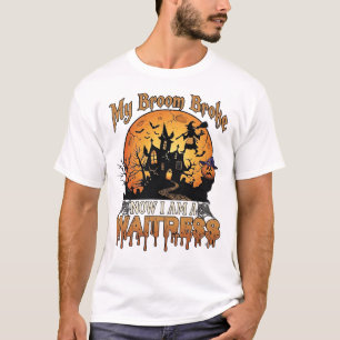 Bezem Gebroken Serveerster Halloween Heks Spookhui T-shirt