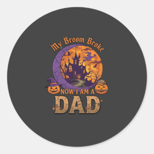 Bezem Gebroken Vader Halloween Spokenhuis Snor P Ronde Sticker