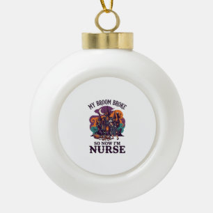 Bezem Gebroken Verpleegster Halloween Heks Hechten Keramische Bal Ornament