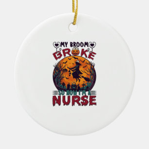 Bezem Gebroken Verpleegster Halloween Heks Vollema Keramisch Ornament