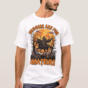 Bezem Is Amateurs Halloween Heks Paard Maan Gra T-shirt