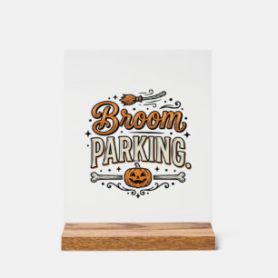 Bezem parkeren Halloween Vintage Heks Vector Ontwe Acryl Bord