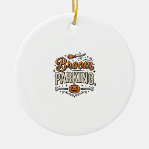 Bezem parkeren Halloween Vintage Heks Vector Ontwe Keramisch Ornament