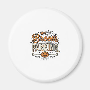 Bezem parkeren Halloween Vintage Heks Vector Ontwe Magneet