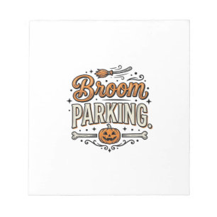 Bezem parkeren Halloween Vintage Heks Vector Ontwe Notitieblok