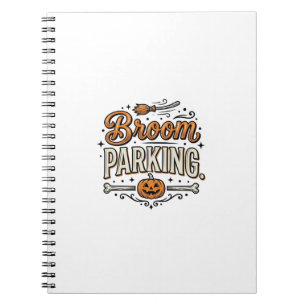 Bezem parkeren Halloween Vintage Heks Vector Ontwe Notitieboek