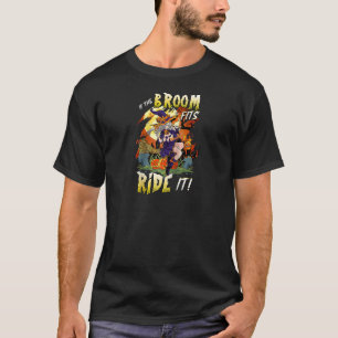 bezem past rijden it heks pompoen boo halloween sp t-shirt