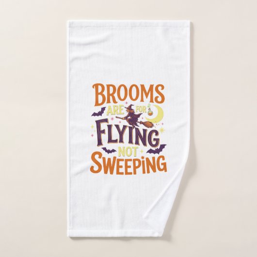 Bezem Vliegend Bezig Halloween Heks Maan Vleermuiz Handdoek (Handdoek)