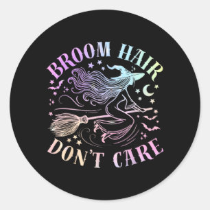 Bezemhaar, het maakt me niet uit, grappige Hallowe Ronde Sticker